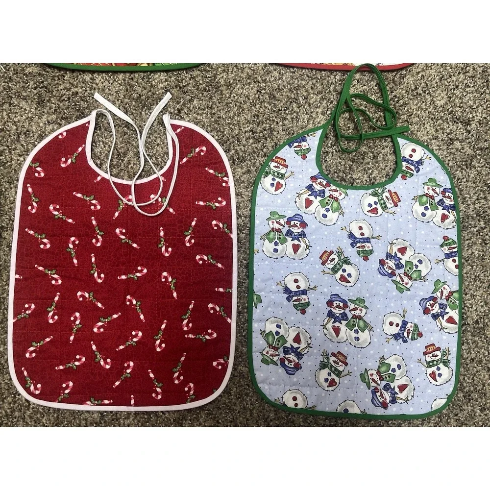 Lot Of 6 Quilted Handmade Christmas Baby Bib  Large Size‎ 12